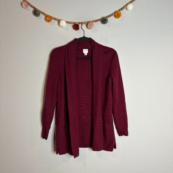 J. Crew burgundy knit sweater open blazer - Picture 1 of 4